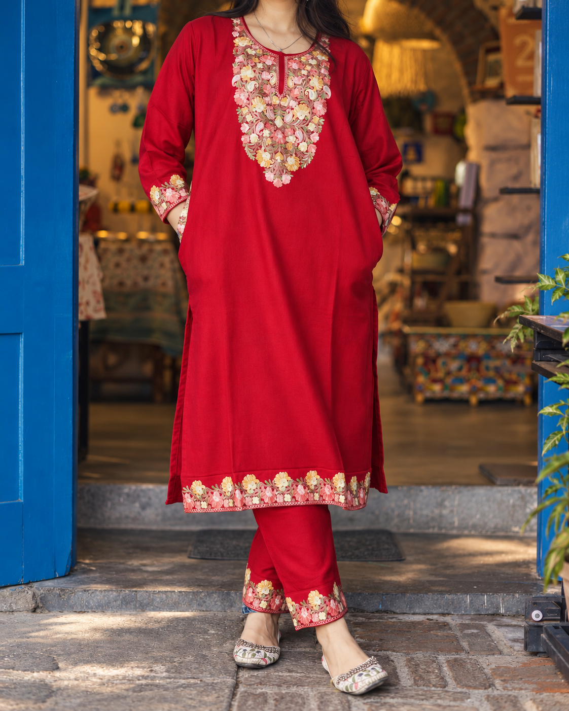 Rooh Red Pheran Set