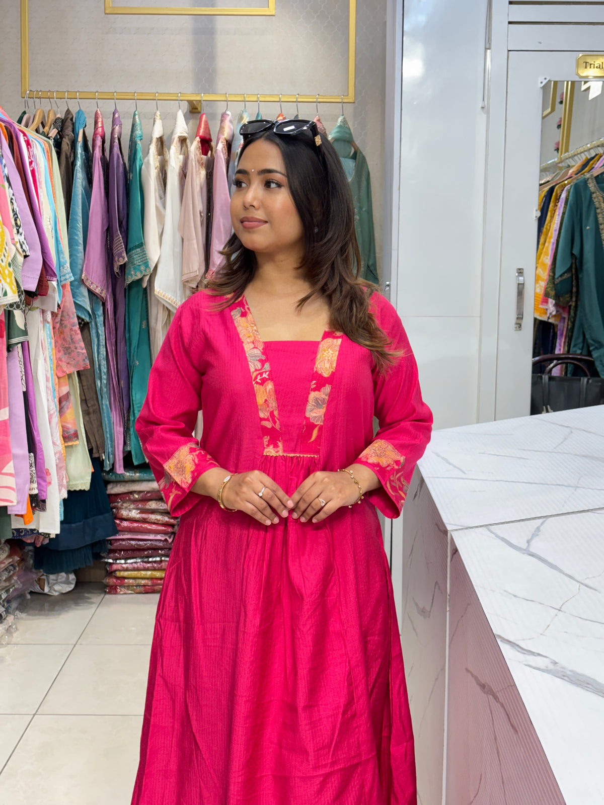 Fuchsia Floral Accents Co-ord Set