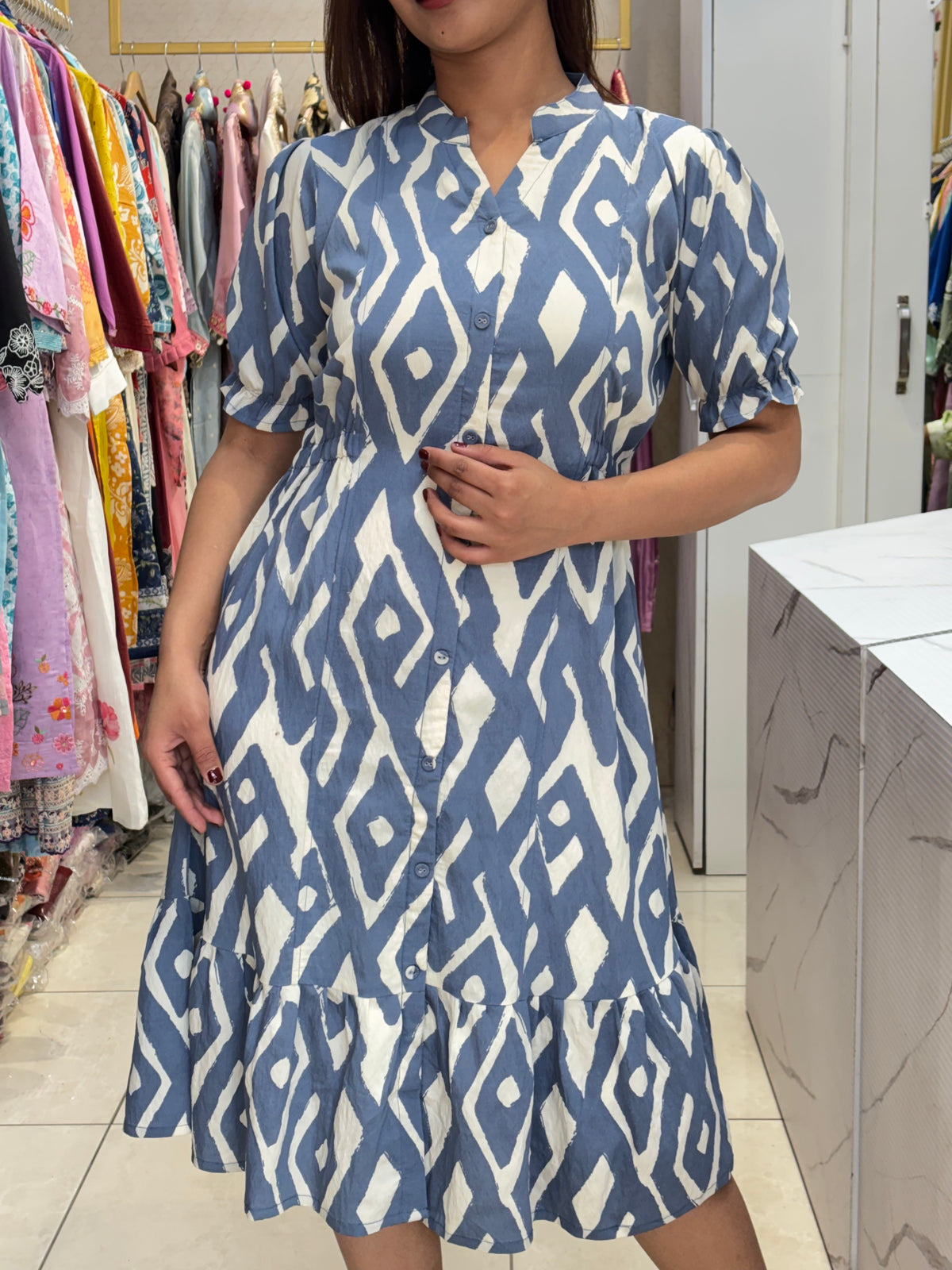 Blue Ikkat Dress