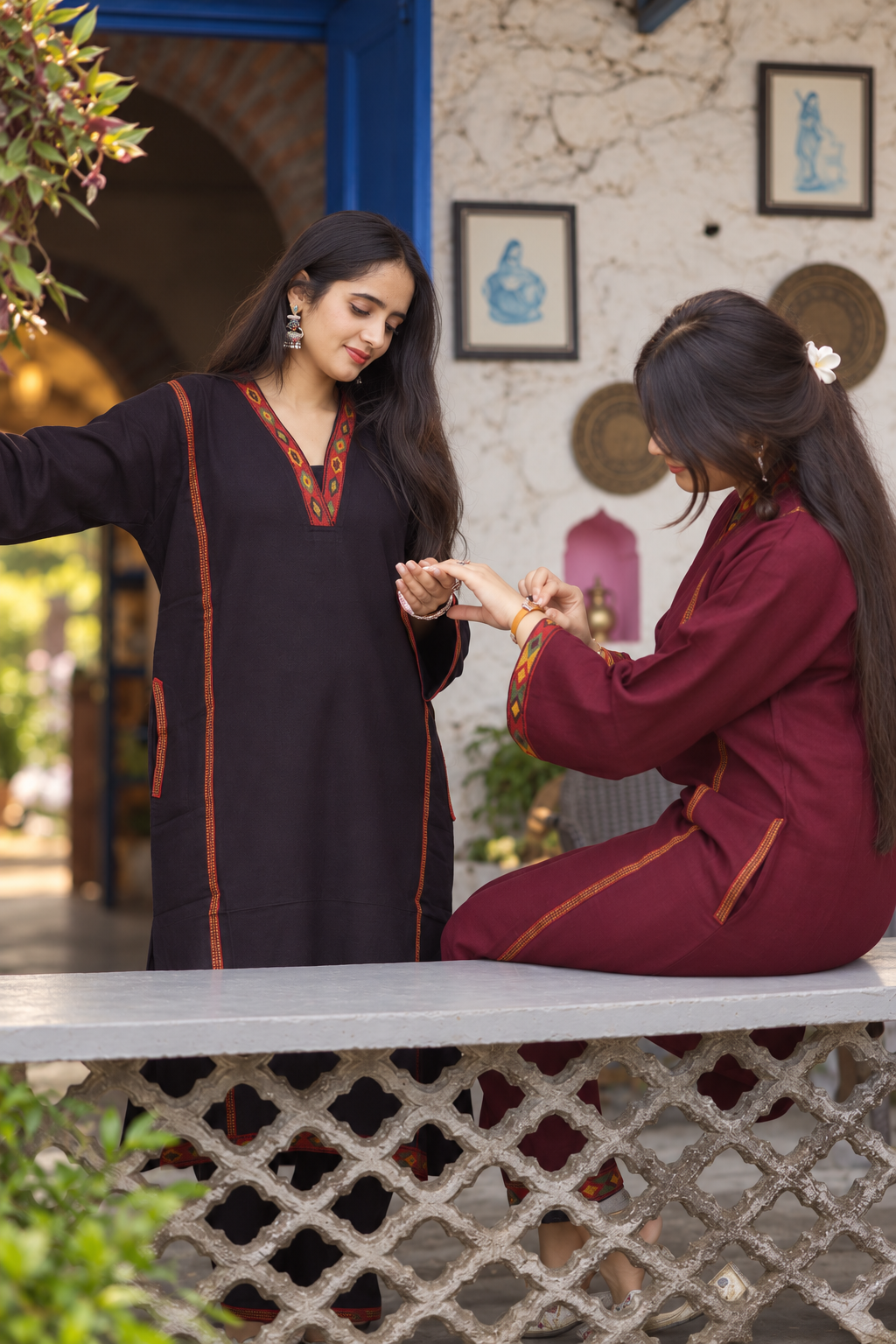 Malana Himachali Choga Set - Black