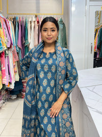 Teal Floral Motif Cotton Set
