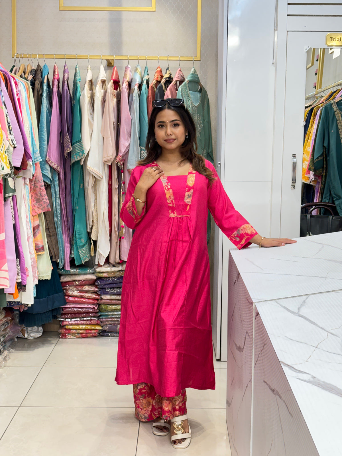 Fuchsia Floral Accents Co-ord Set