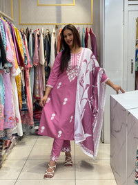 Pink Embroidered Suit Set