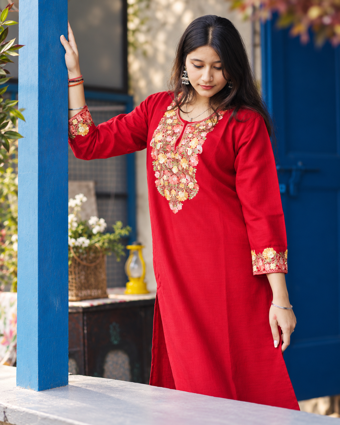 Rooh Red Pheran Set
