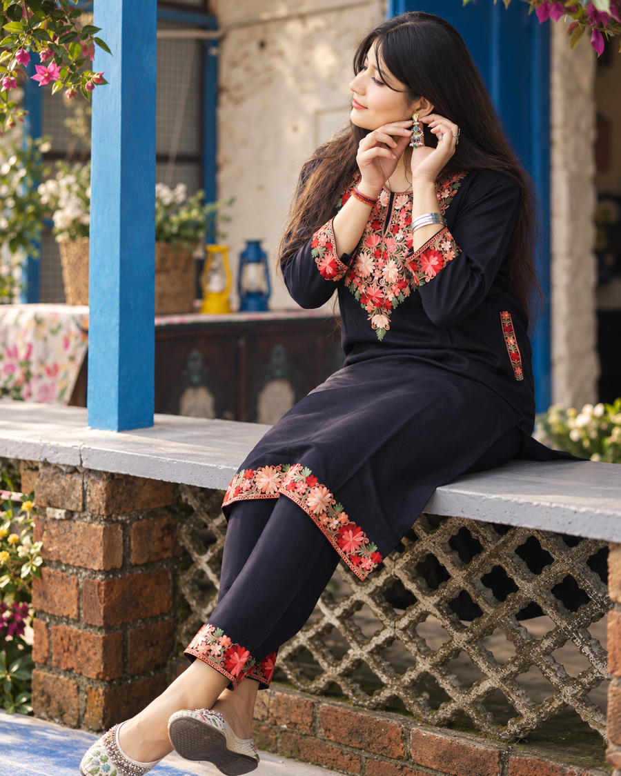 Shabnam Black Pheran Set