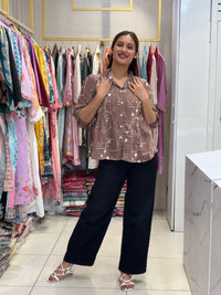 Brown Peplum Top