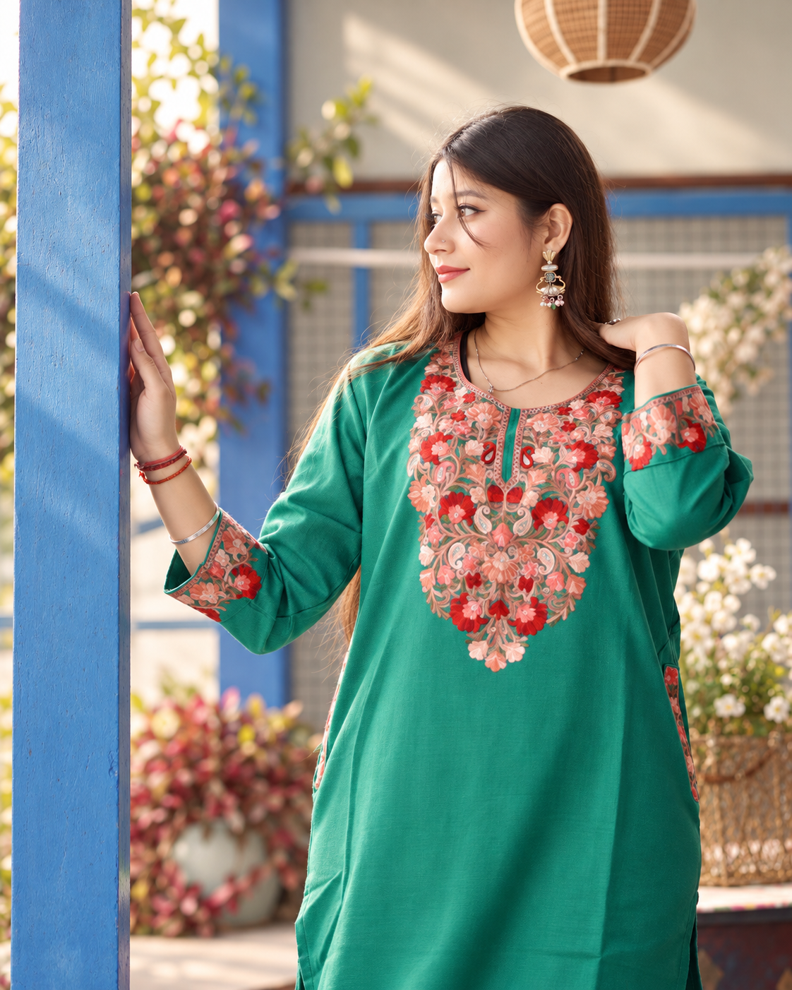Nilofar Green Pheran Set