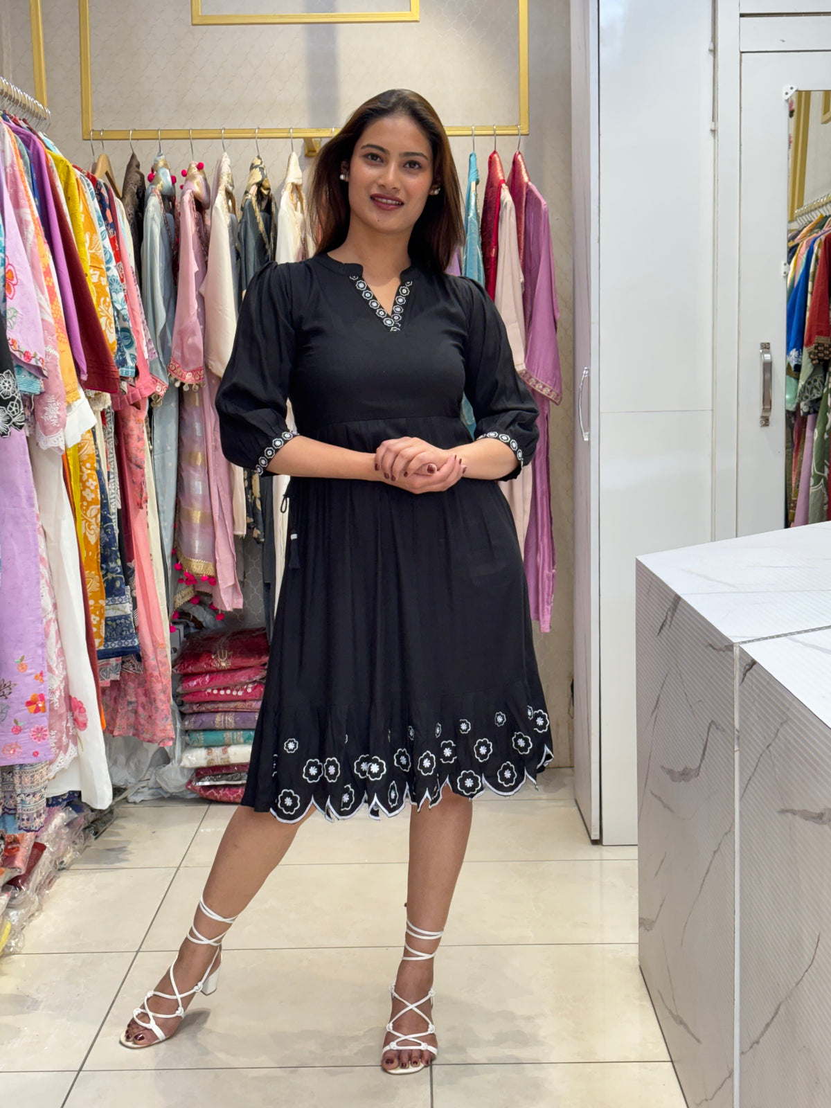 Black Scallop Dress