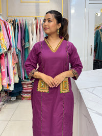 Majenta Boho-Chic Mirror Work Kurta Set