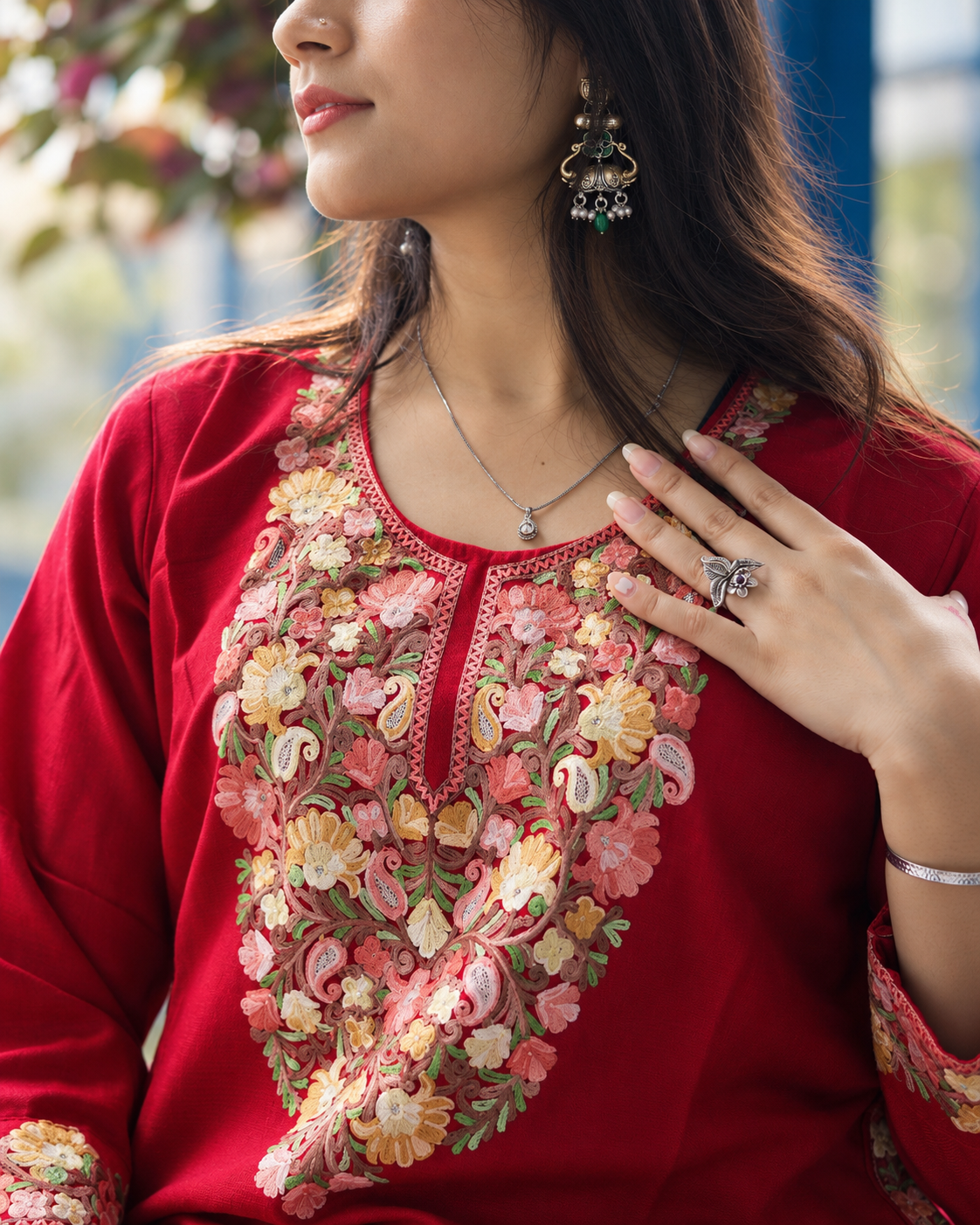 Rooh Red Pheran Set