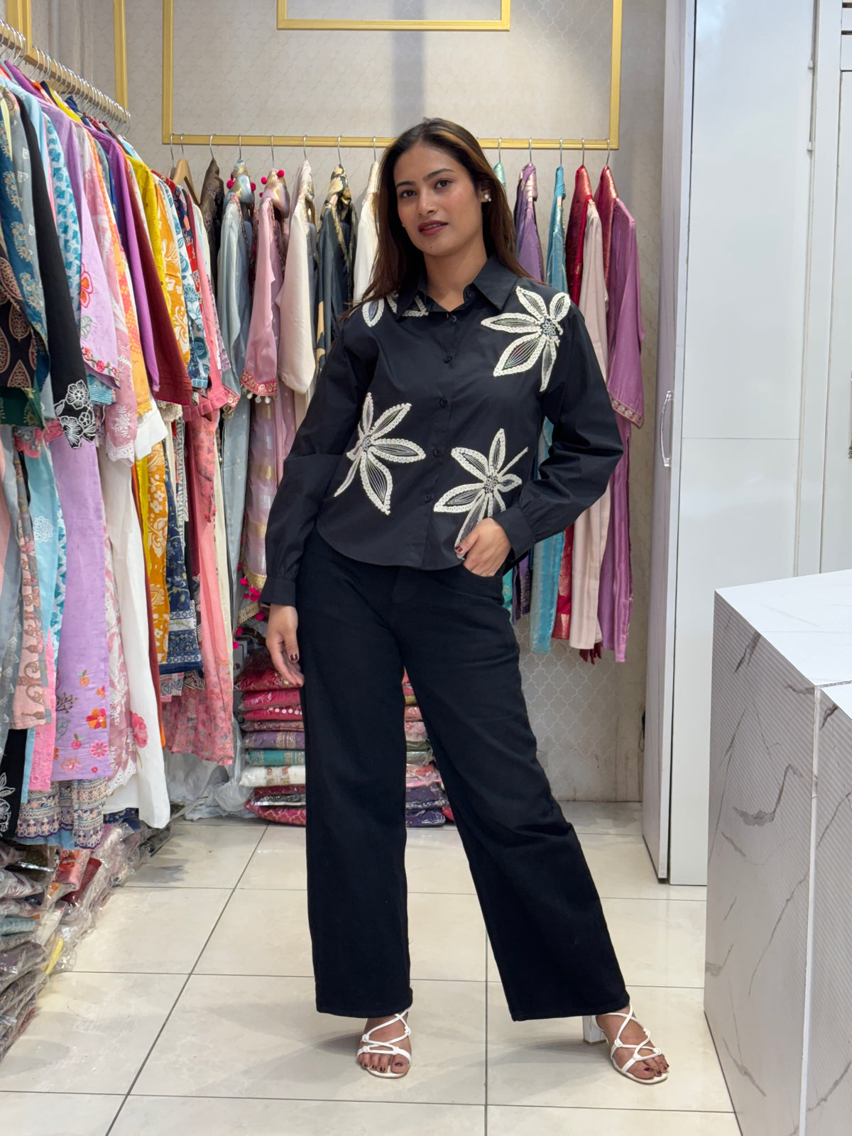 Black Embroidered Shirt