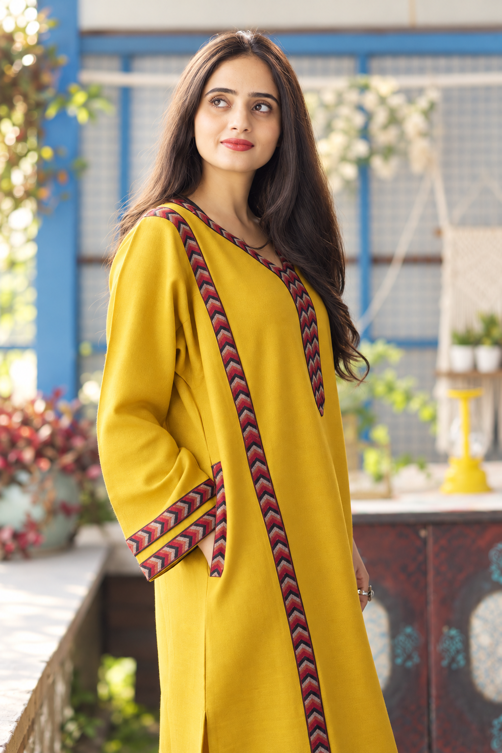 Spiti Himachali Choga Set - Mustard Yellow