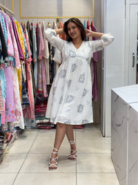 White Circle Print Dress