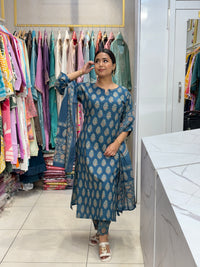 Teal Floral Motif Cotton Set