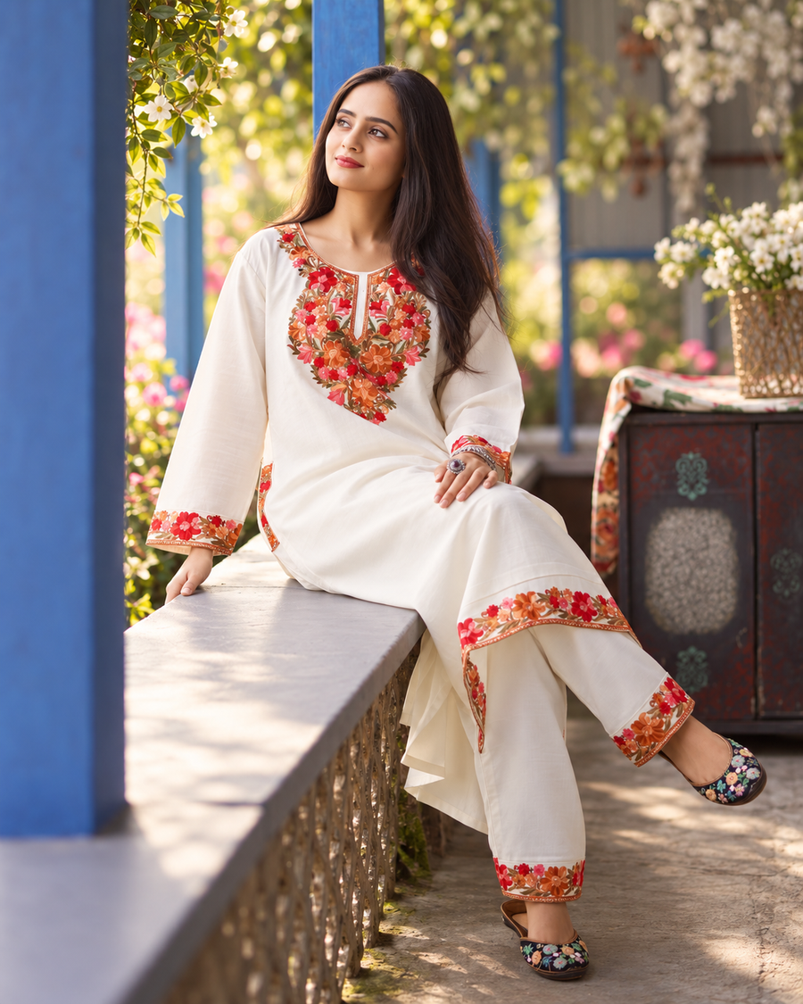 Sheen Ivory Pheran Set