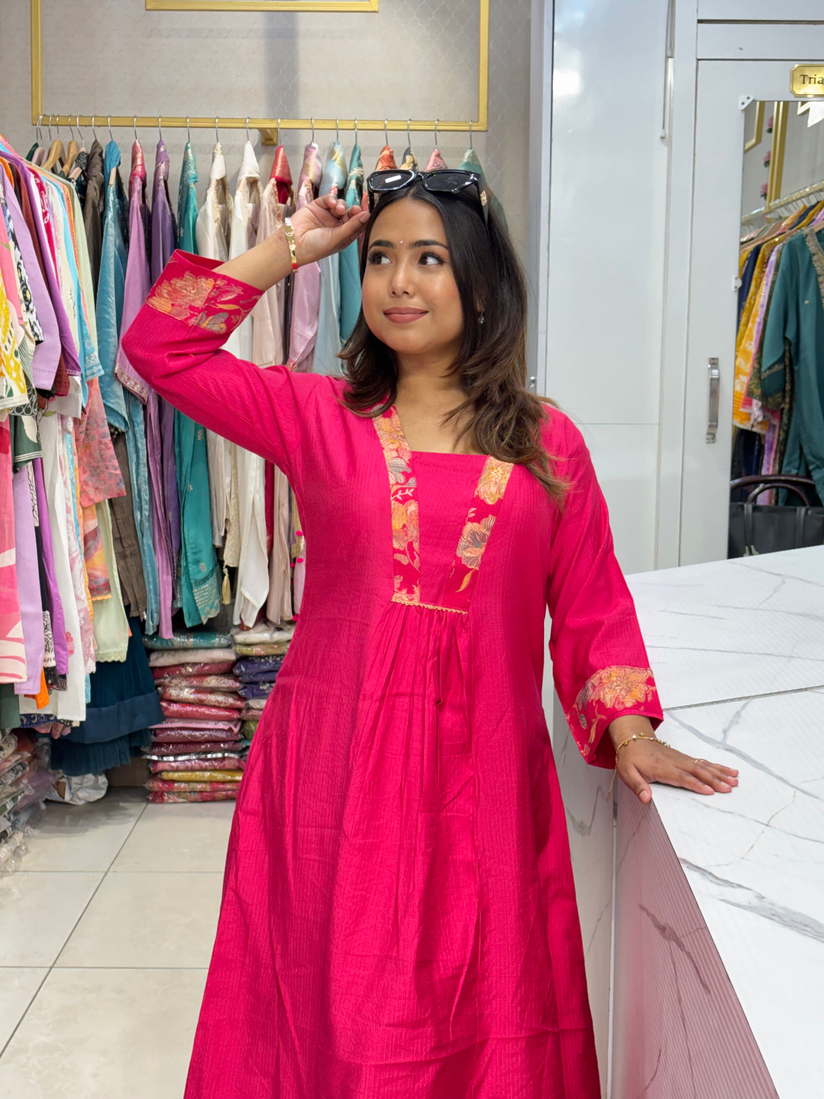 Fuchsia Floral Accents Co-ord Set