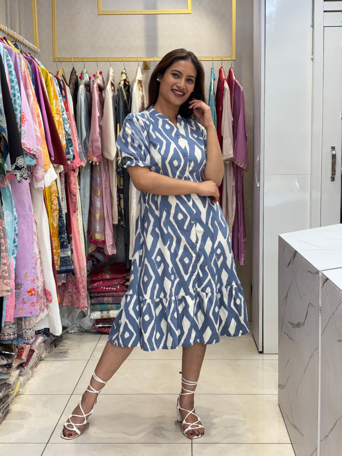 Blue Ikkat Dress