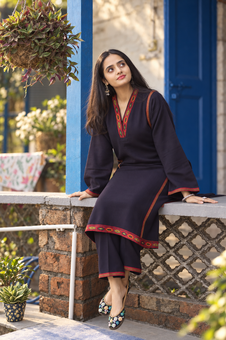 Malana Himachali Choga Set - Black