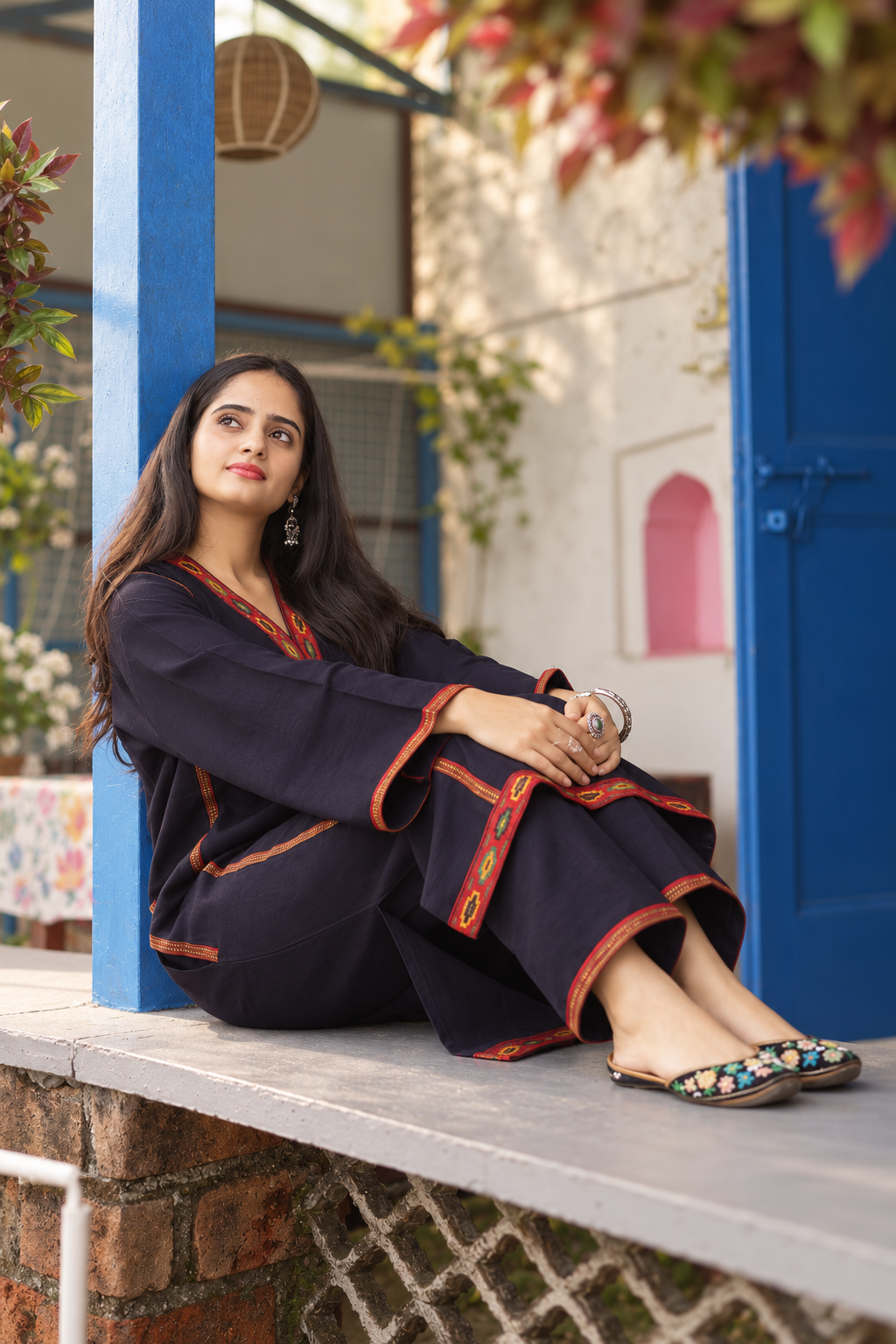 Malana Himachali Choga Set - Black