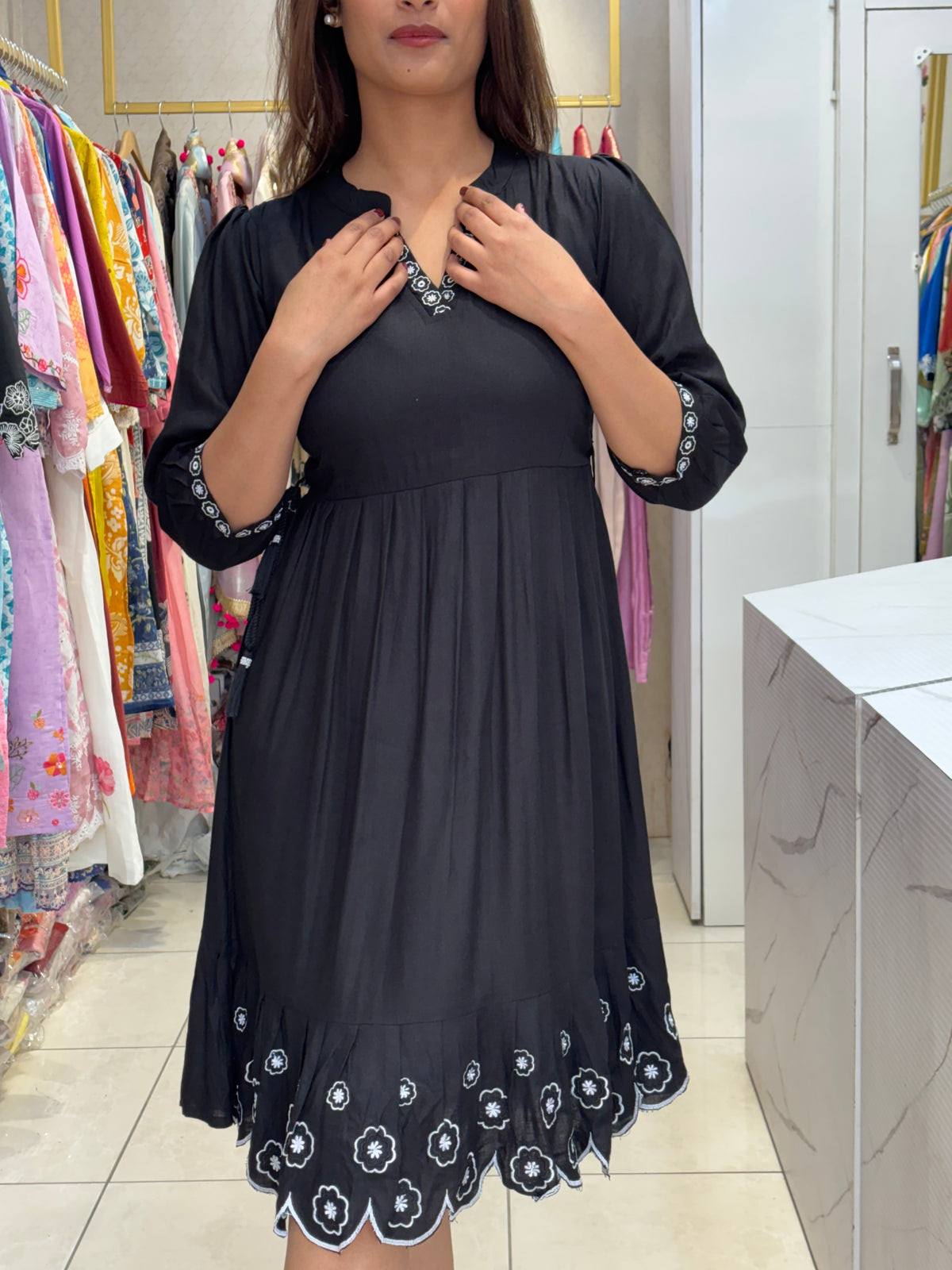 Black Scallop Dress