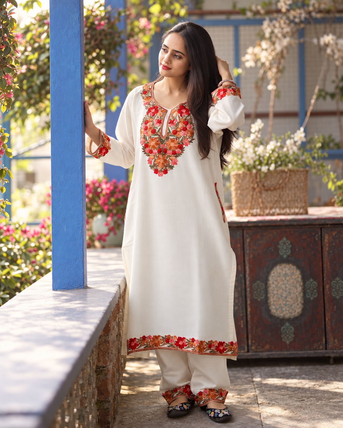 Sheen Ivory Pheran Set