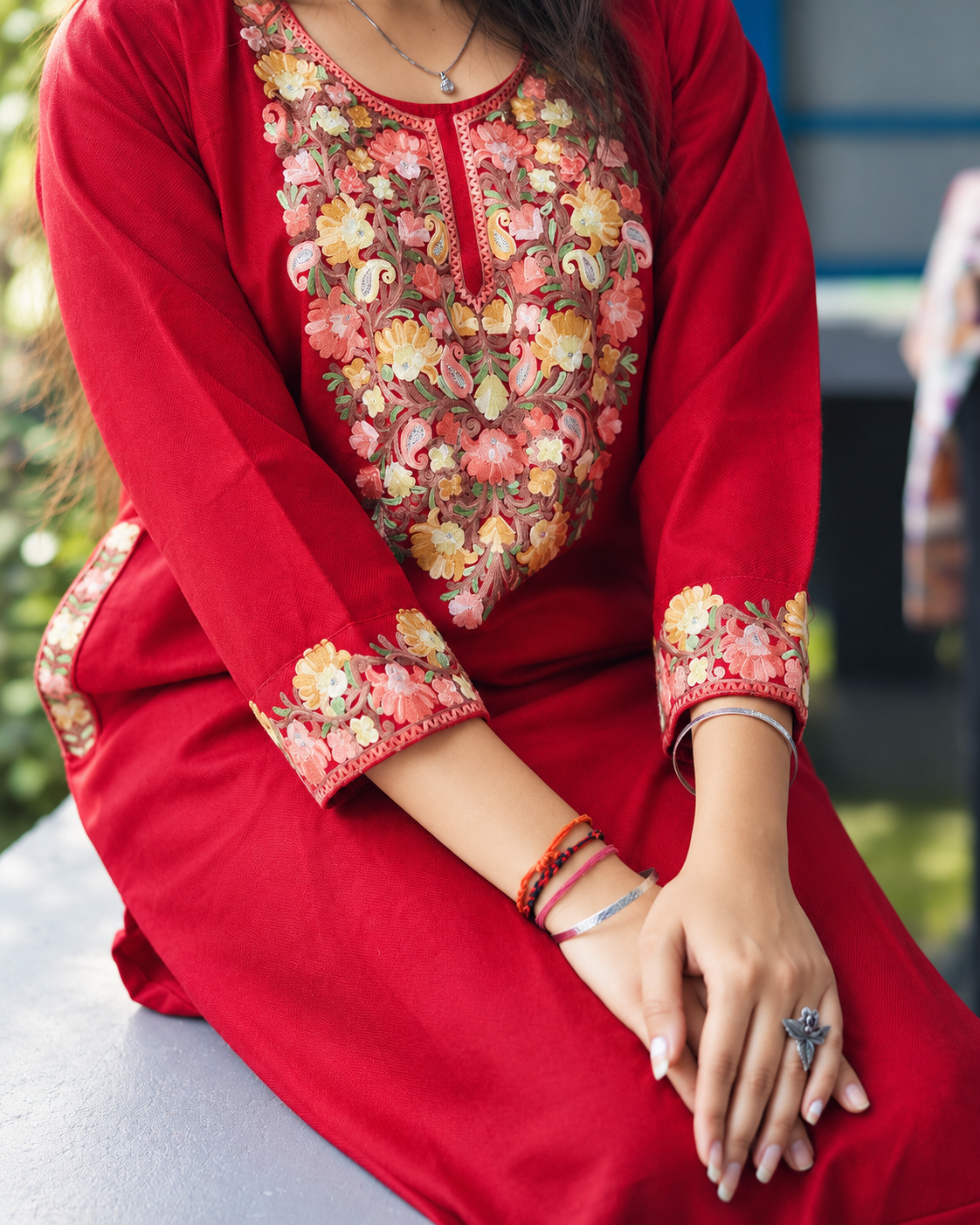 Rooh Red Pheran Set
