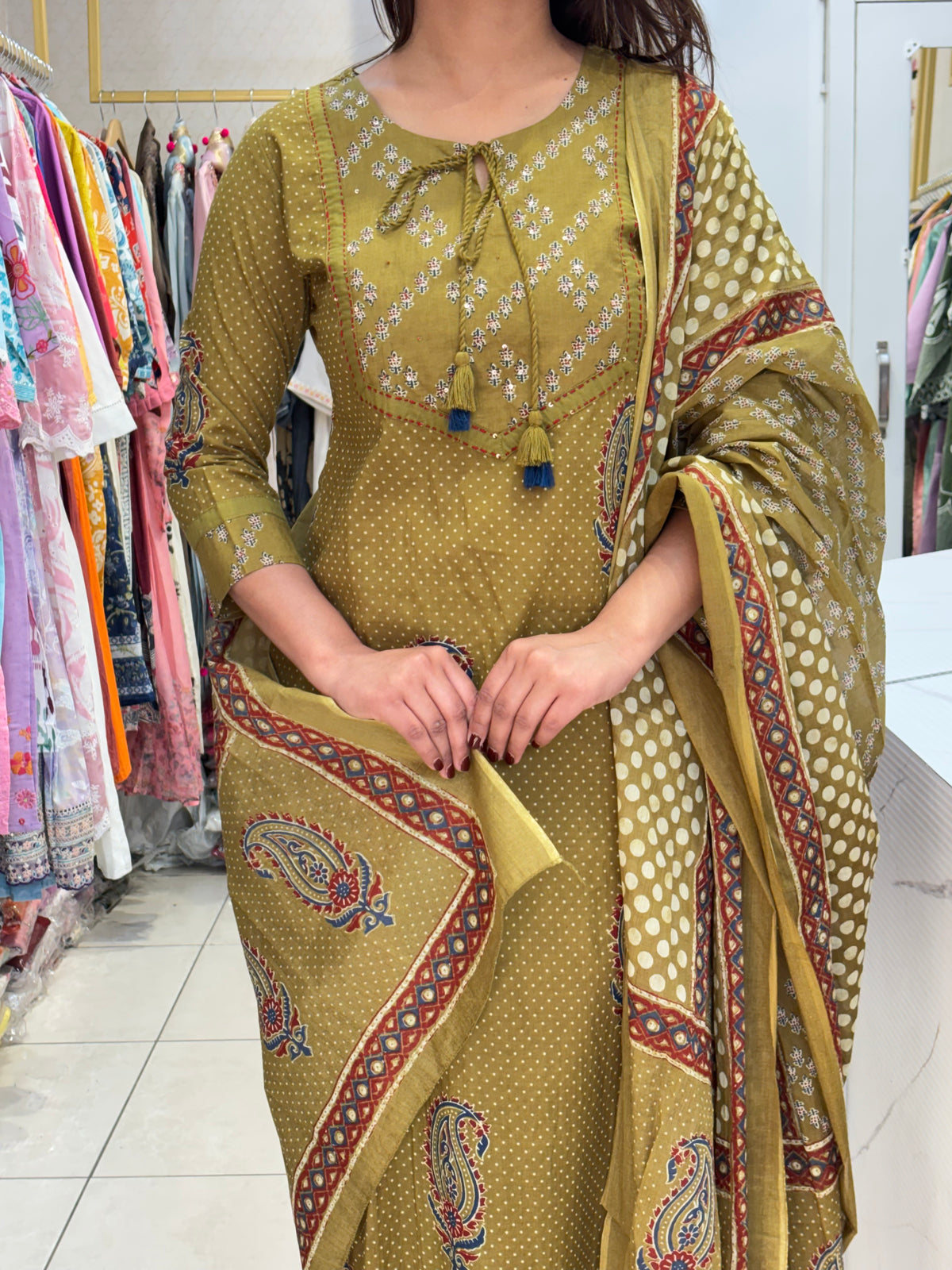 Olive Paisley Suit Set