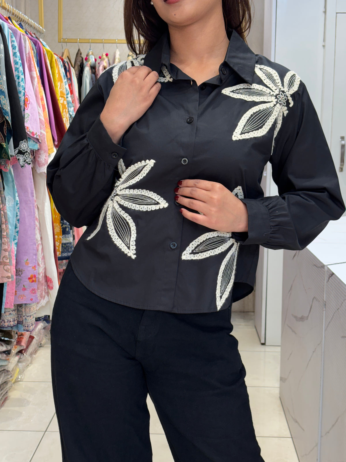 Black Embroidered Shirt