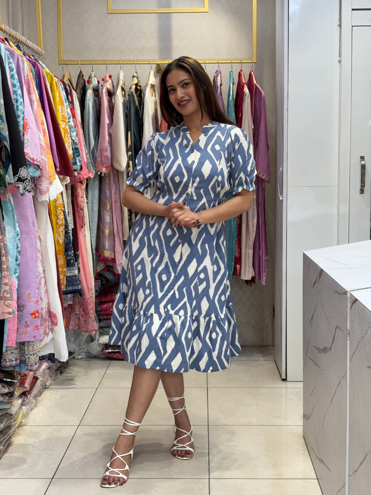 Blue Ikkat Dress