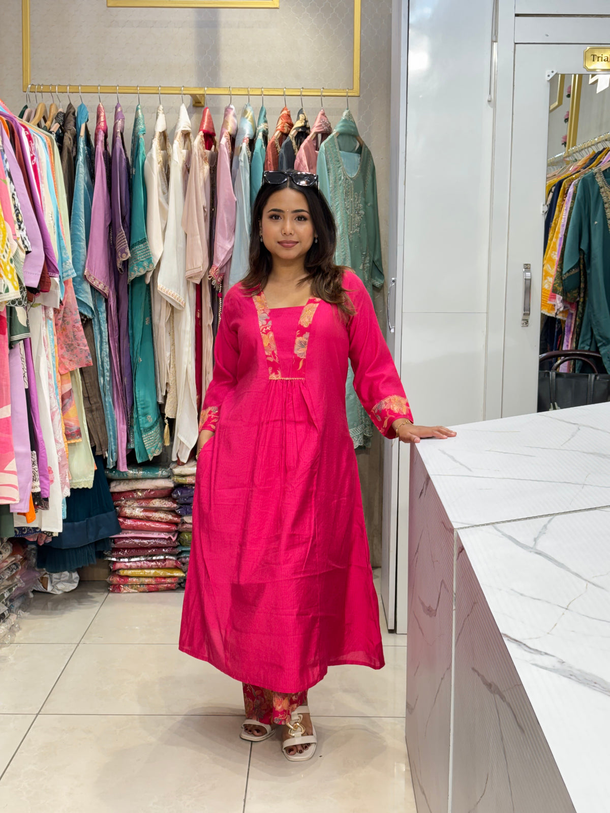 Fuchsia Floral Accents Co-ord Set