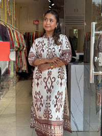 Brown Ivory Ikkat Charm Kurta Set