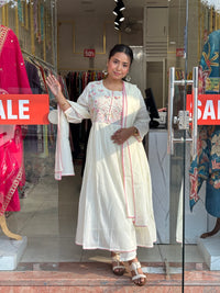 Floral Bloom Anarkali Set – Ivory Cream