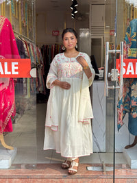 Floral Bloom Anarkali Set – Ivory Cream