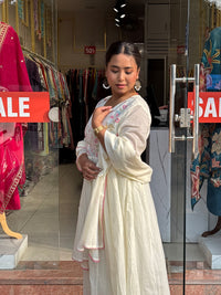 Floral Bloom Anarkali Set – Ivory Cream