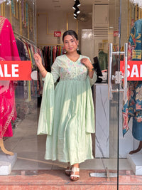 Floral Bloom Anarkali Set – Mint Green