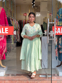Floral Bloom Anarkali Set – Mint Green