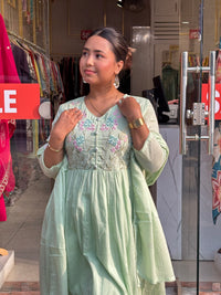 Floral Bloom Anarkali Set – Mint Green