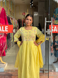 Floral Bloom Anarkali Set – Sunshine Yellow