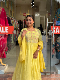 Floral Bloom Anarkali Set – Sunshine Yellow