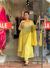 Floral Bloom Anarkali Set – Sunshine Yellow