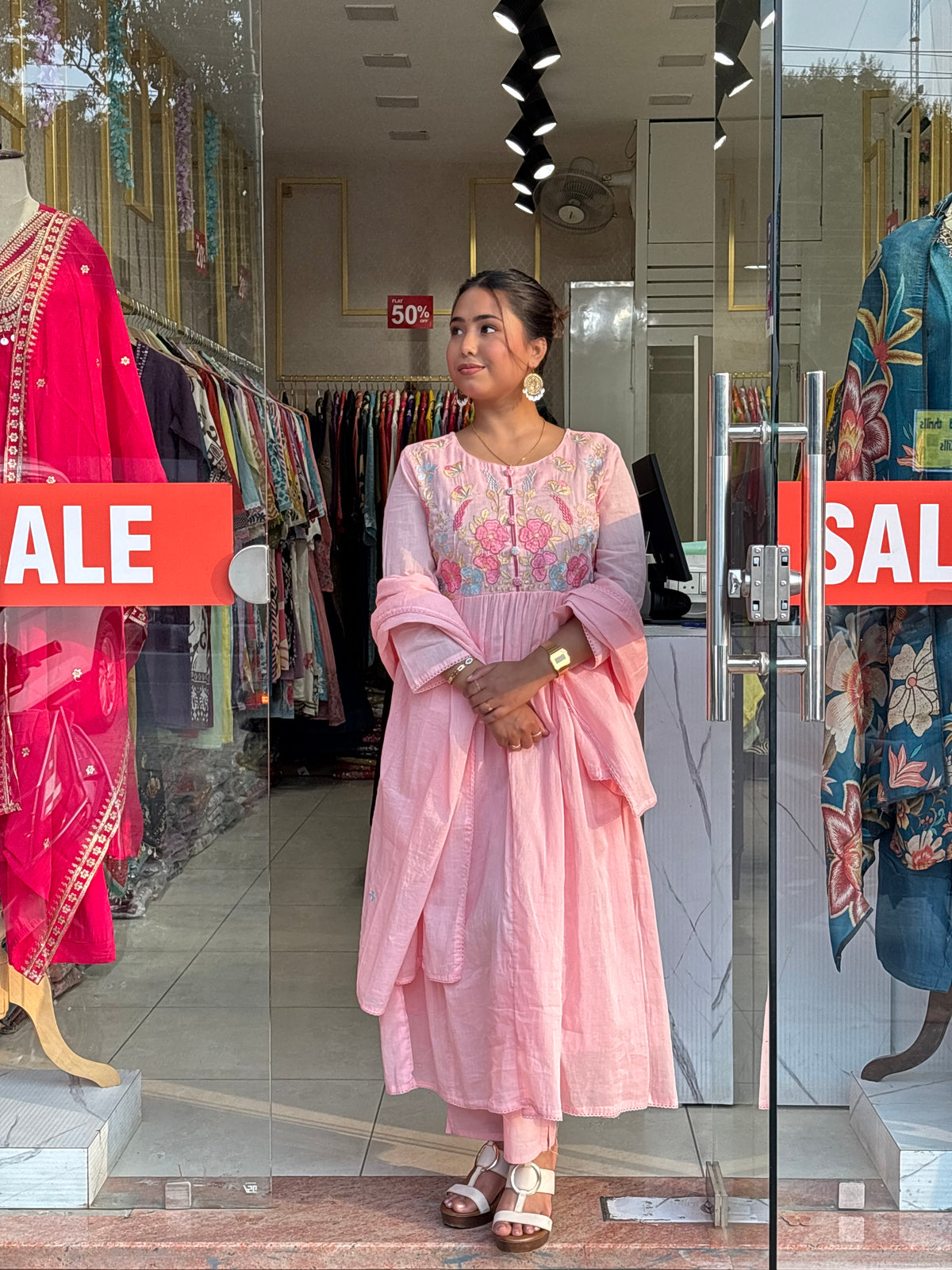 Floral Bloom Anarkali Set – Petal Pink