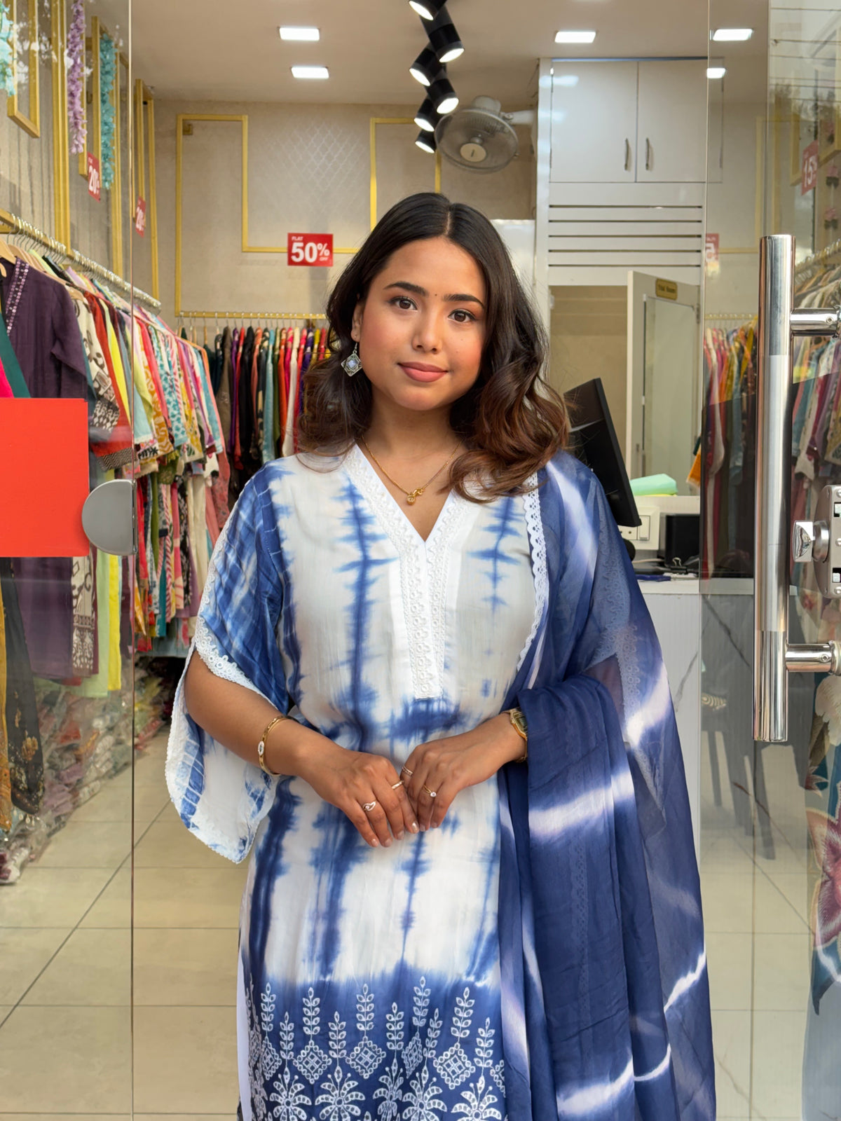 Indigo Shibori Straight Fit Set