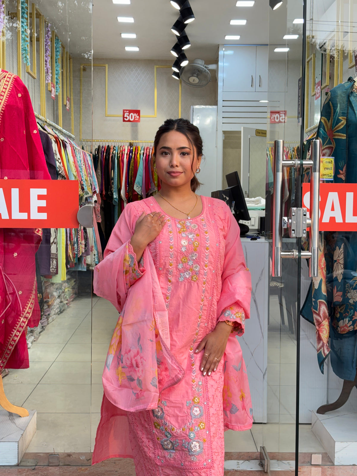 Peach Blossom Embroidered Suit