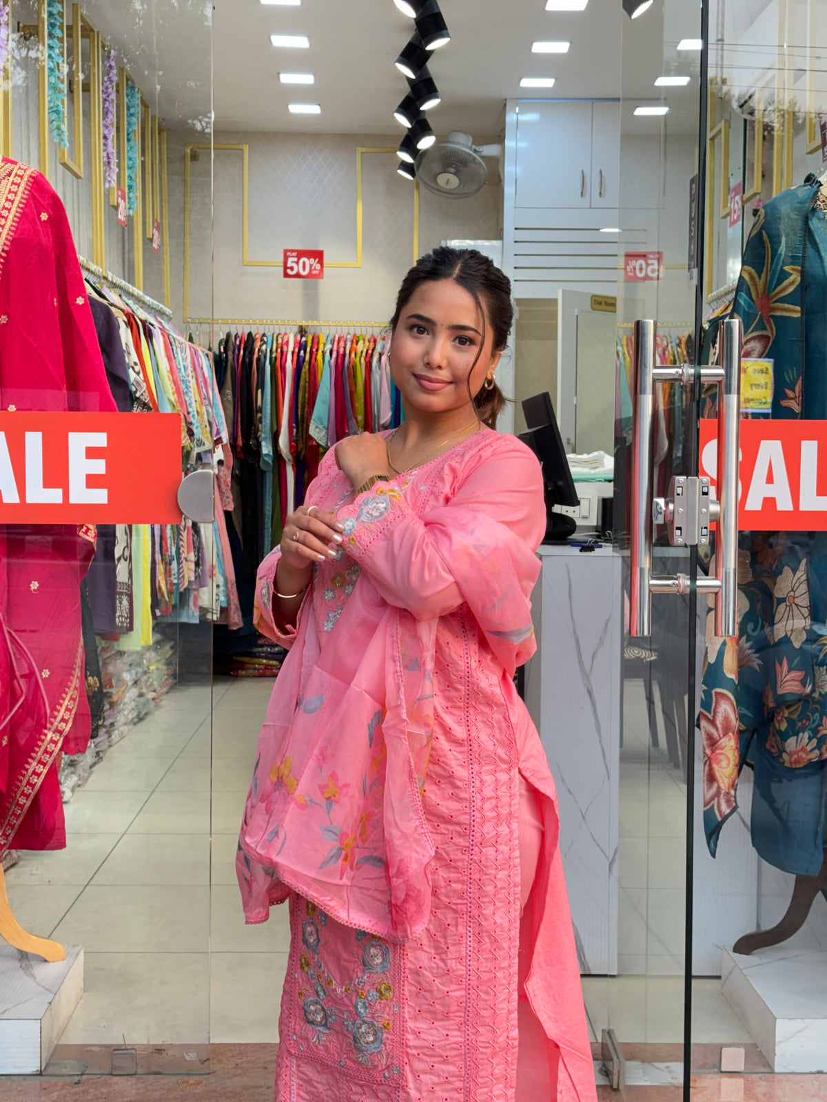 Peach Blossom Embroidered Suit