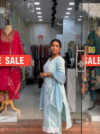 Powder Blue Lace Embroidered Suit